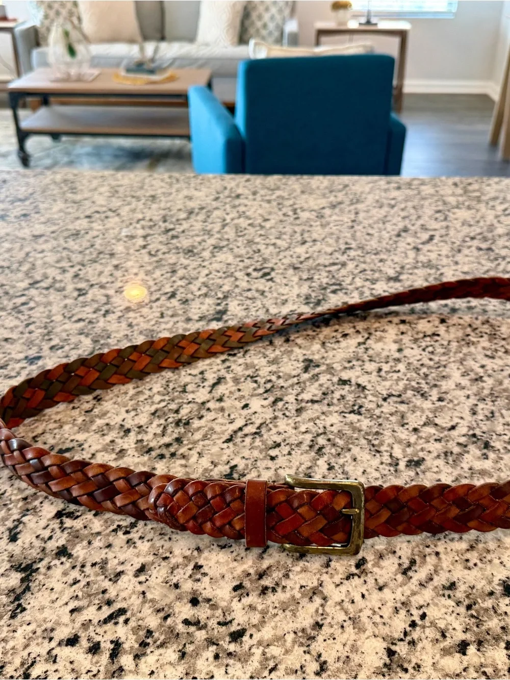 Tommy Bahama Woven Genuine Leather Belt Size XL 42-44 Brown